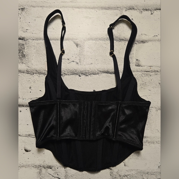 NWT La Senza Black Satin Corset & Garter Set XS - Picture 6 of 16